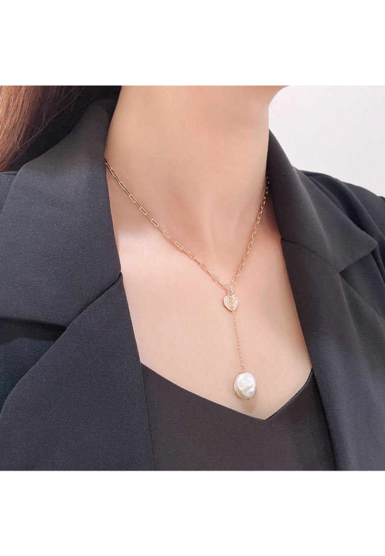 Fresh Gold Heart Pearl Lockbone Chain