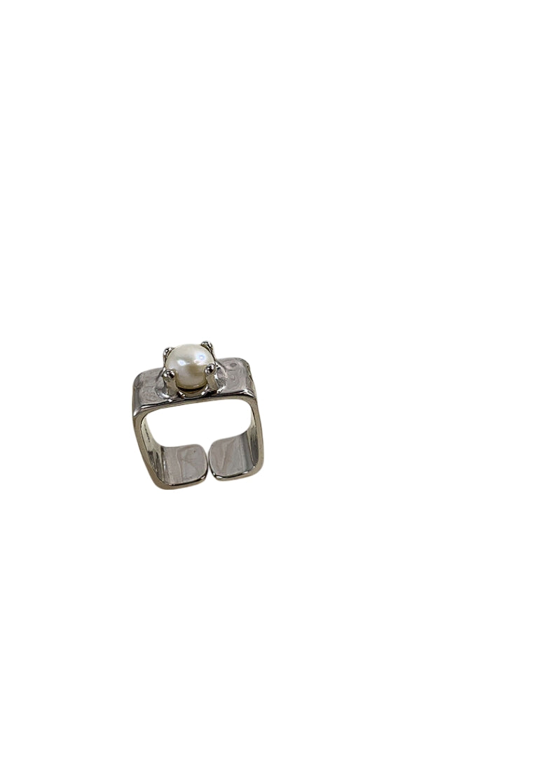 S925 Silver Square Pearl Ring