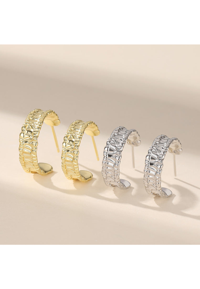 S925 silver earrings fashionable irregular concave and convex geometric lava earrings