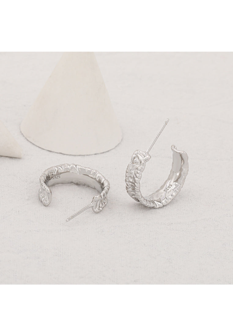 S925 silver earrings fashionable irregular concave and convex geometric lava earrings