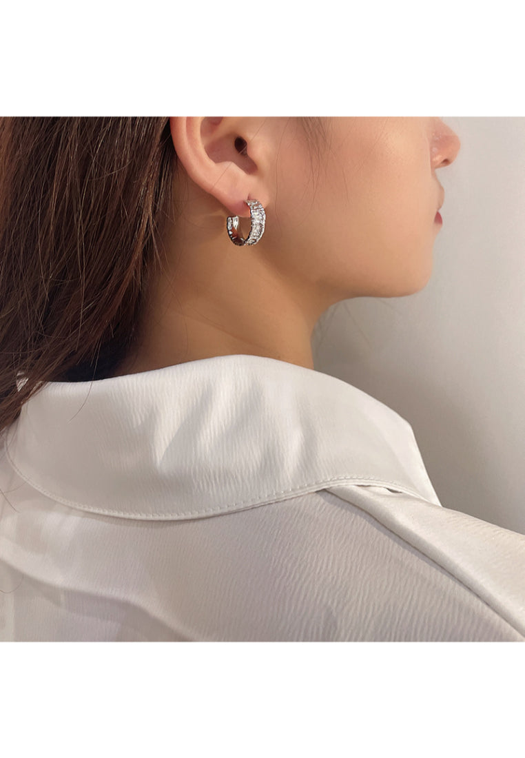 S925 silver earrings fashionable irregular concave and convex geometric lava earrings