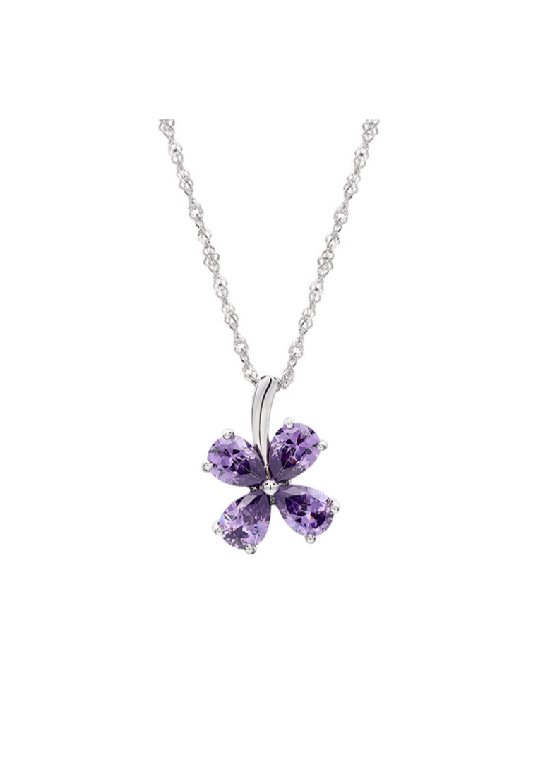 Lucky Clover Zircon Silver Necklace