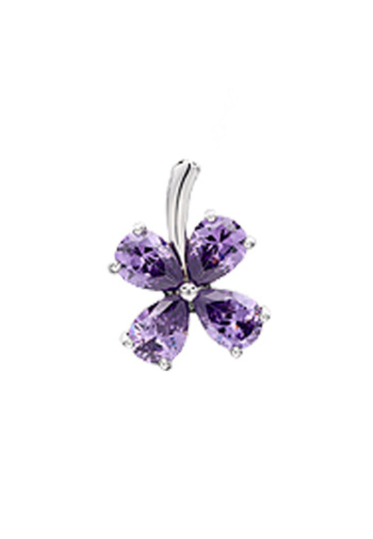 Lucky Clover Zircon Silver Necklace