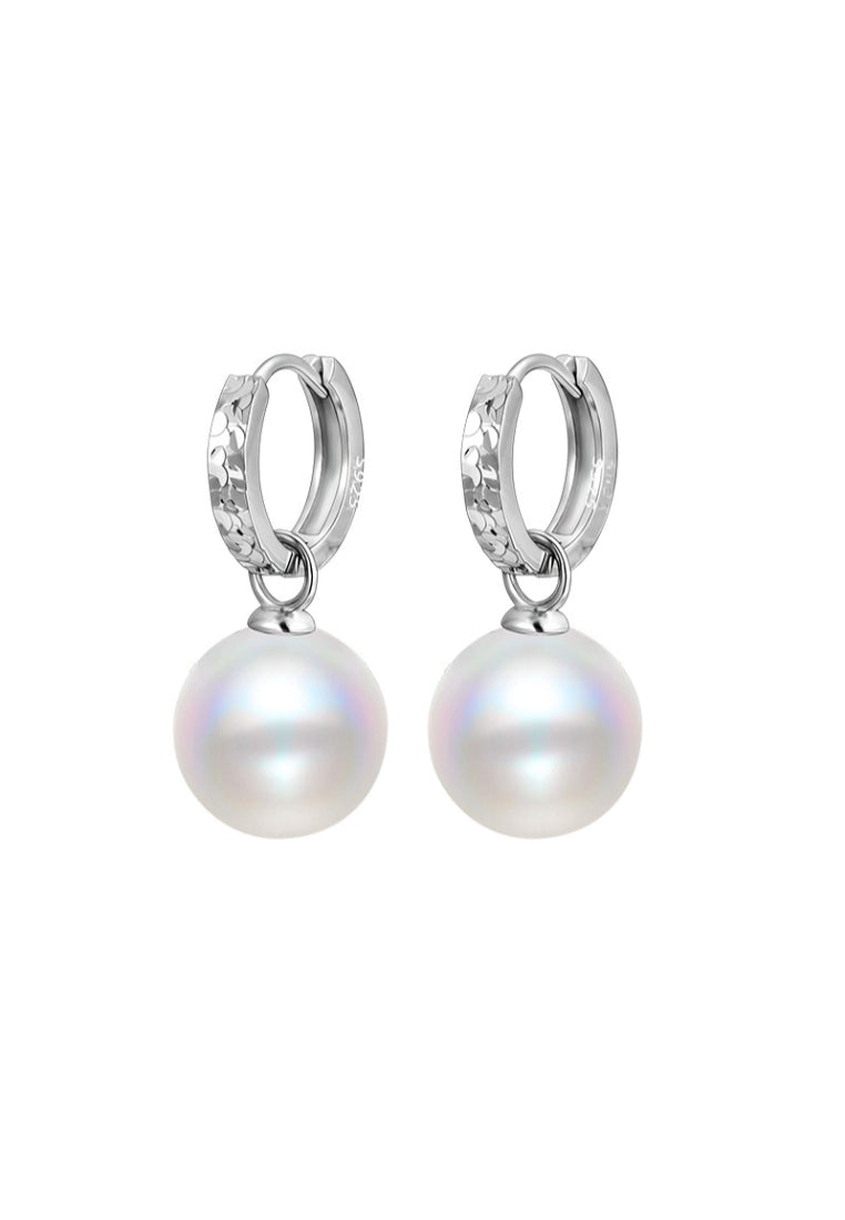 Icy 925 Silver Shell Pearl Clip Earrings