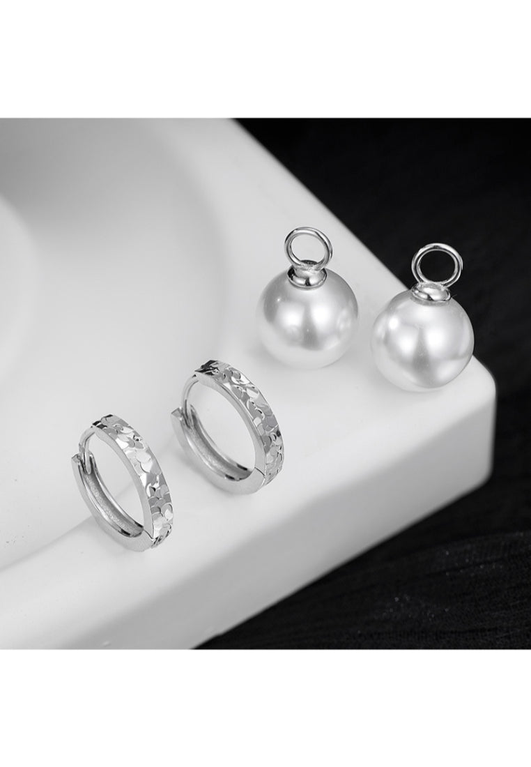 Icy 925 Silver Shell Pearl Clip Earrings