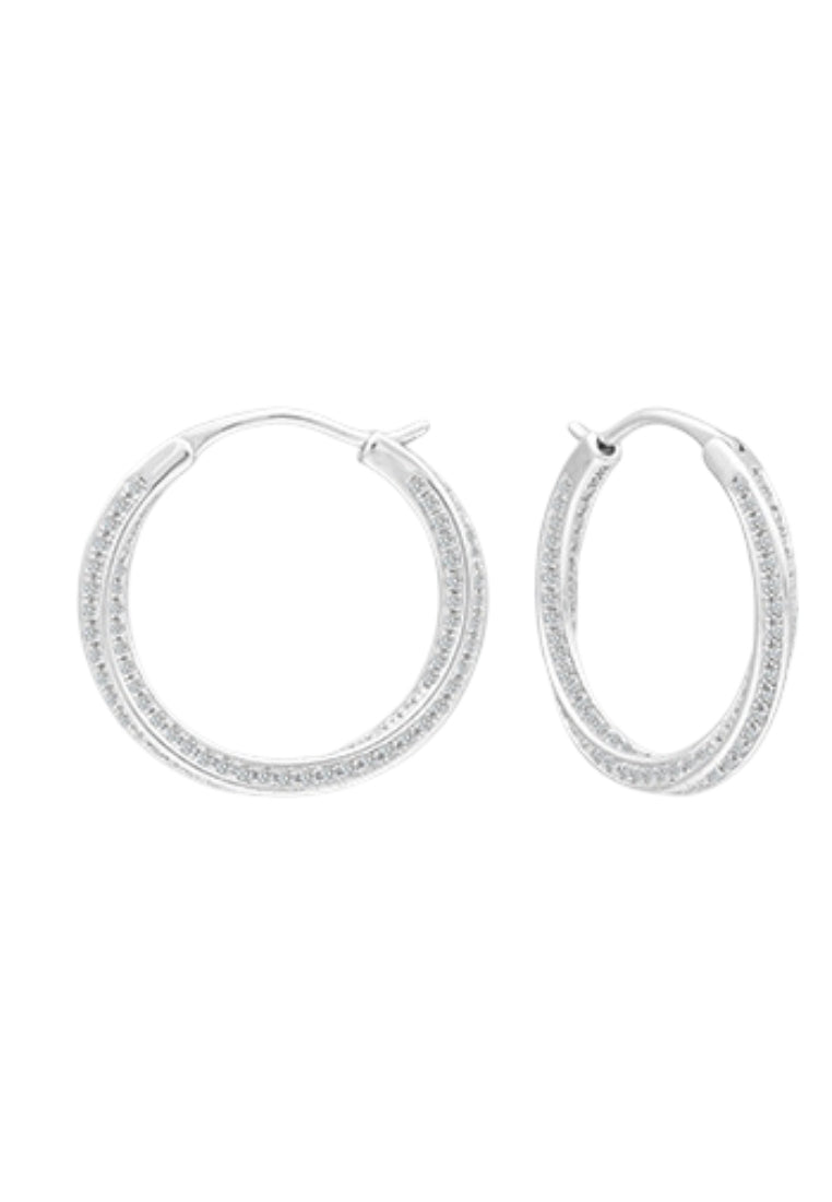 Geometric Cross Silver Earrings