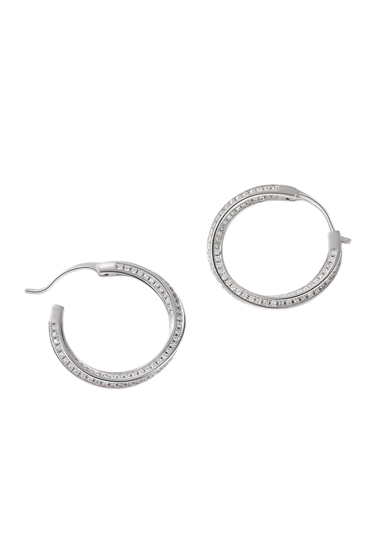 Geometric Cross Silver Earrings