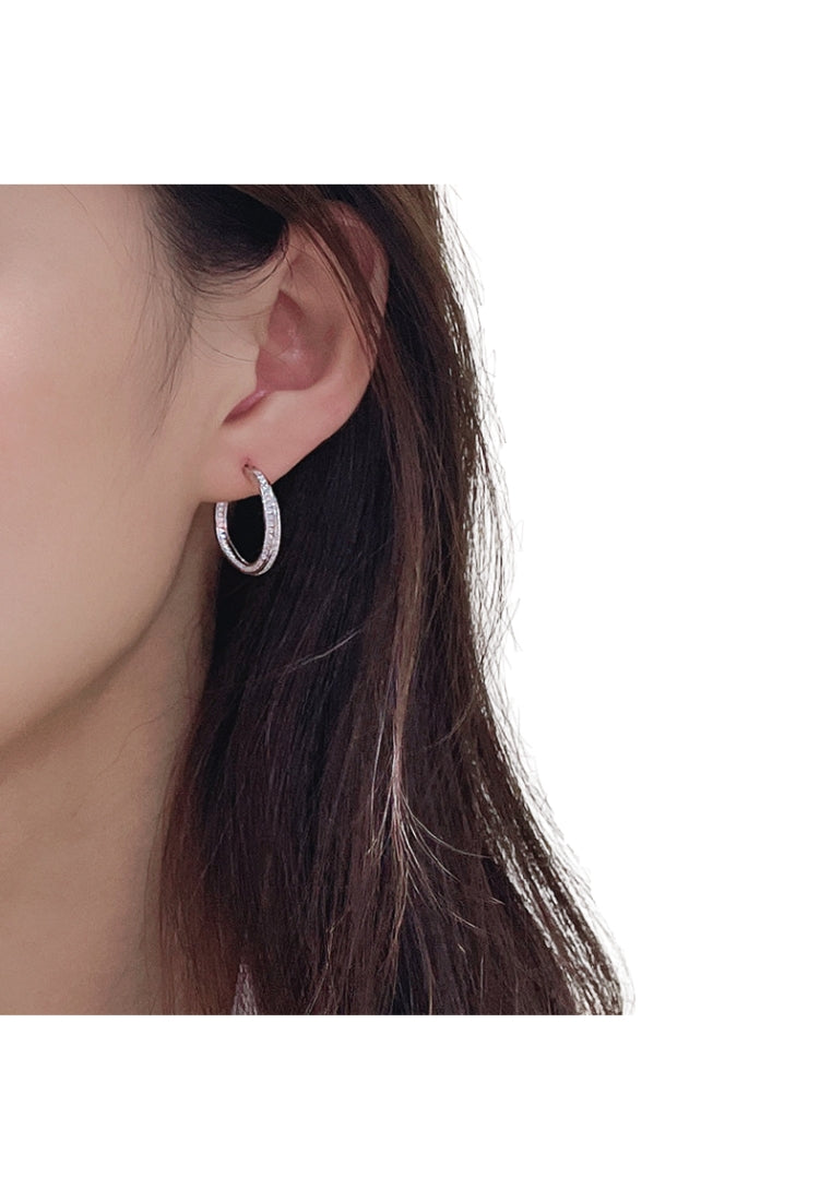 Geometric Cross Silver Earrings