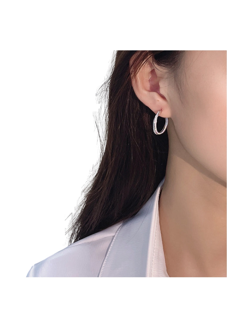 Geometric Cross Silver Earrings