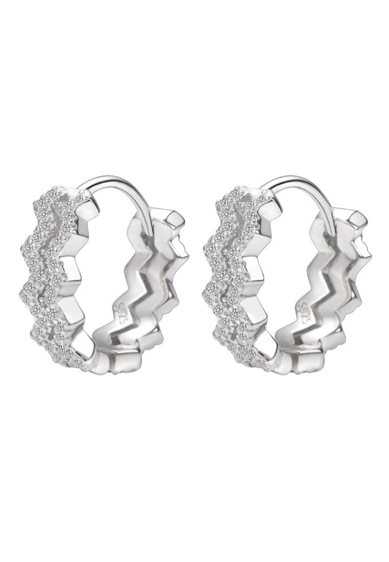 Highend earrings S925 Sterling silver water wave line earrings for women, light luxury niche inlaid zirconium earrings