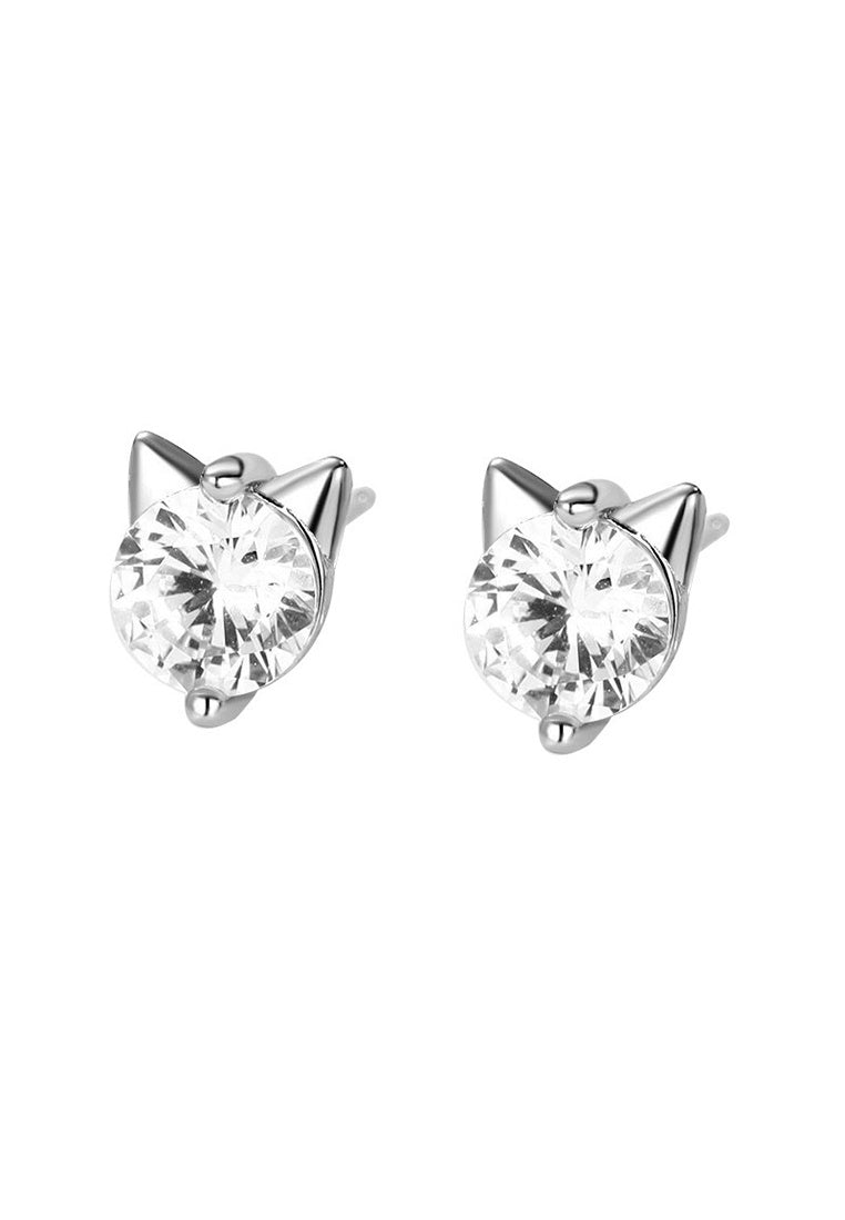 Set of 2 Pair Earrings - Sterling Silver Kitten Hypoallergenic Stud Earrings