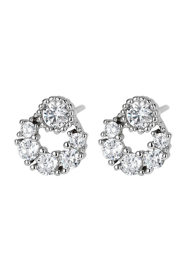 Set of 2 Pair Earrings - Sterling Silver Open Hoop Stud Earrings