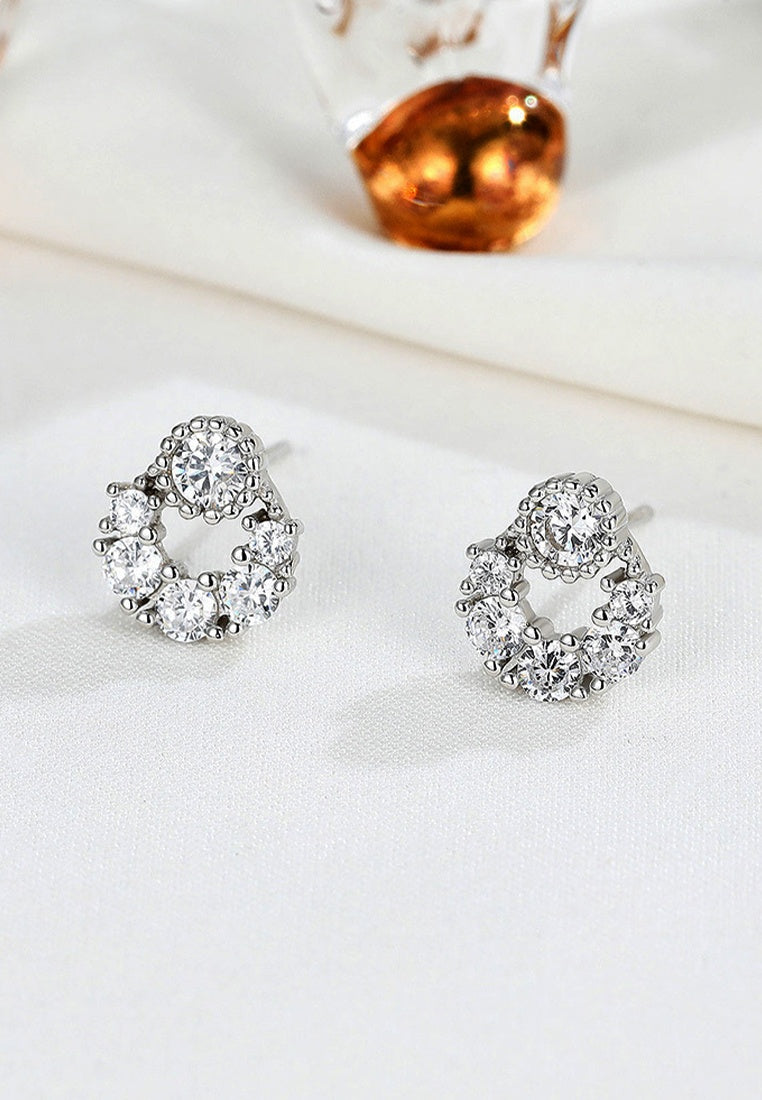 Set of 2 Pair Earrings - Sterling Silver Open Hoop Stud Earrings