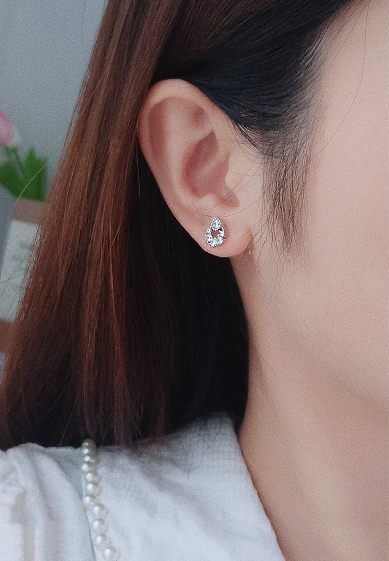 Set of 2 Pair Earrings - Sterling Silver Open Hoop Stud Earrings