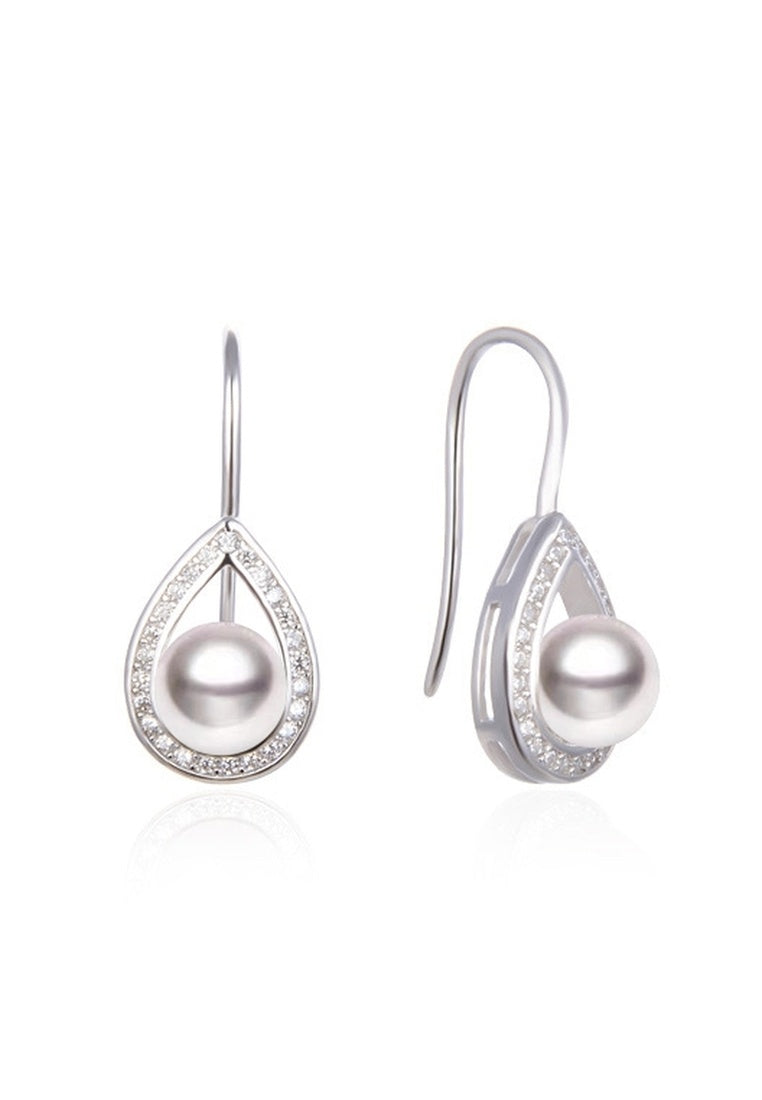 Silver Pearls Hook Earrings