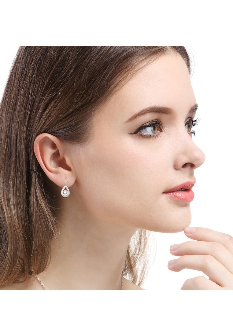 Silver Pearls Hook Earrings