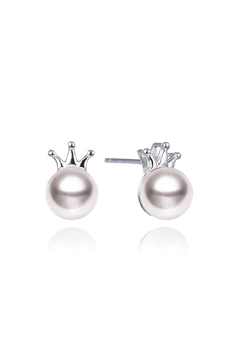 Crown Beads Sterling Silver Stud Earrings