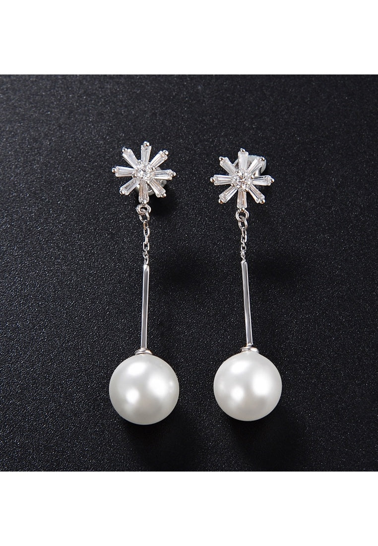 Zircon Beads Sterling Silver Earrings