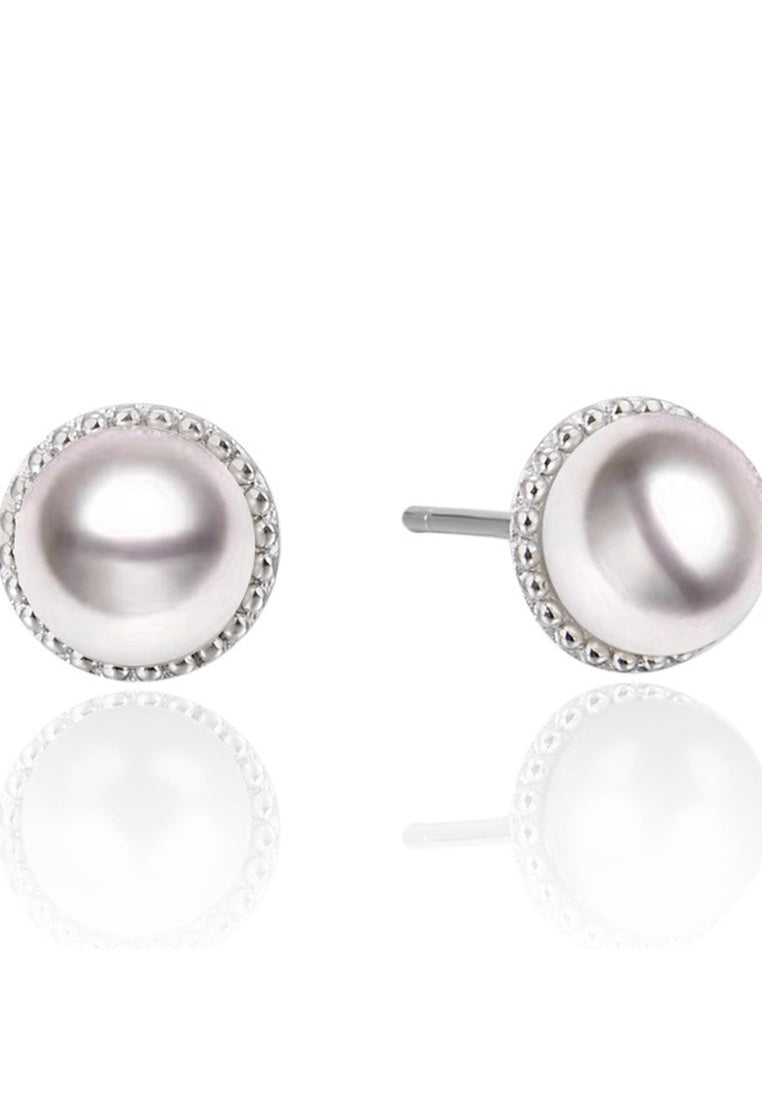 Beaded Sterling Silver Stud Earrings