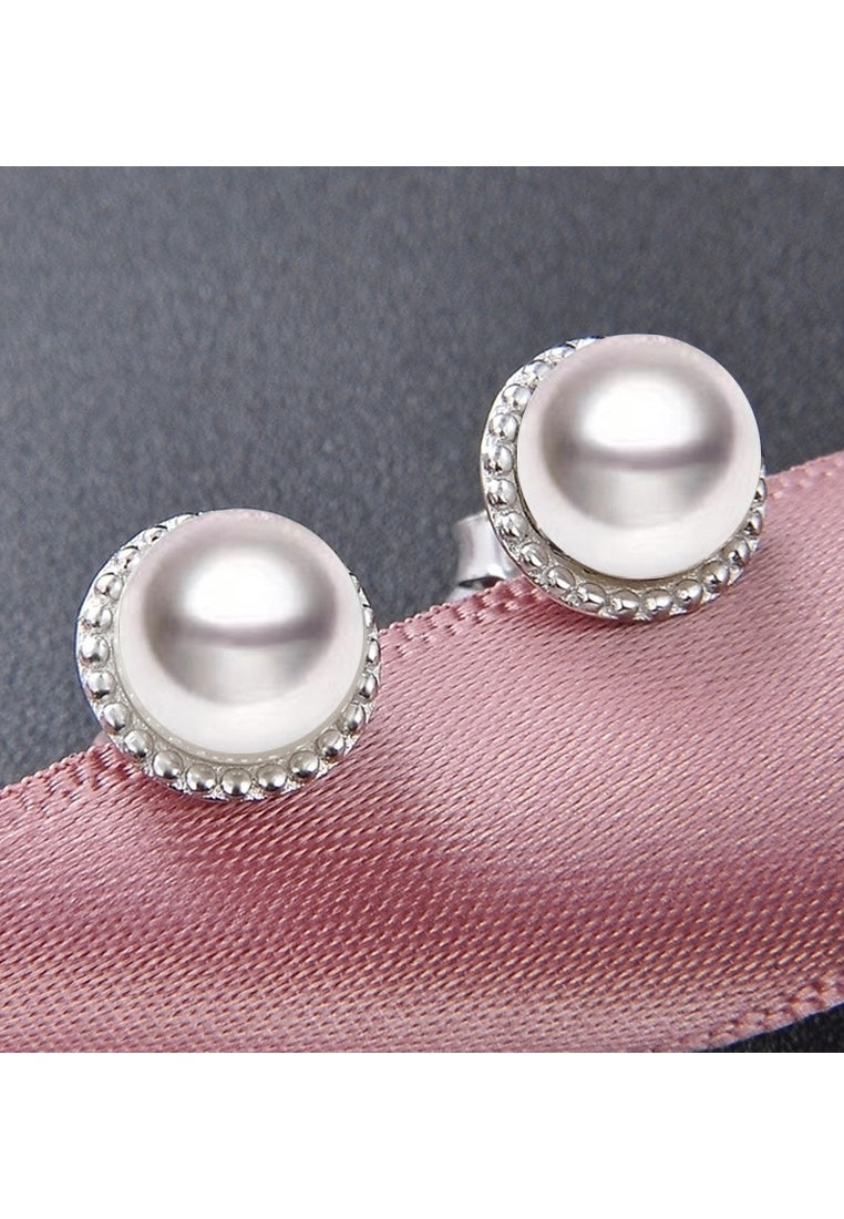 Beaded Sterling Silver Stud Earrings
