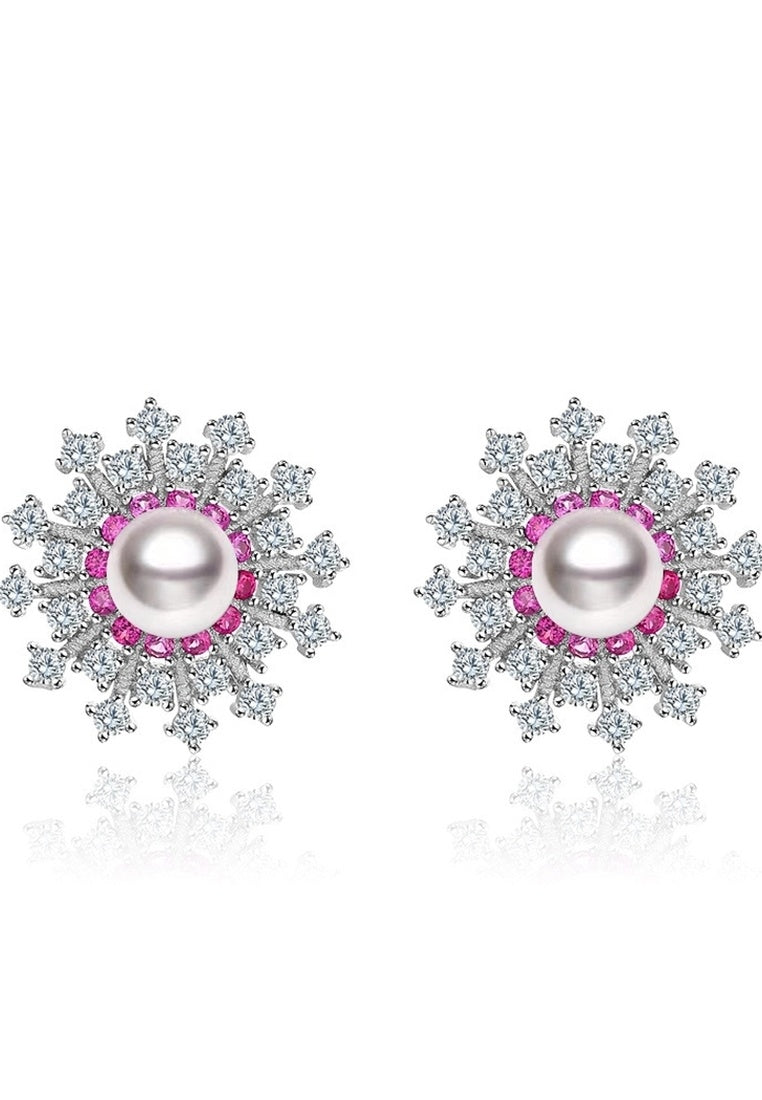 Sterling Silver Creative Flower Stud Earrings