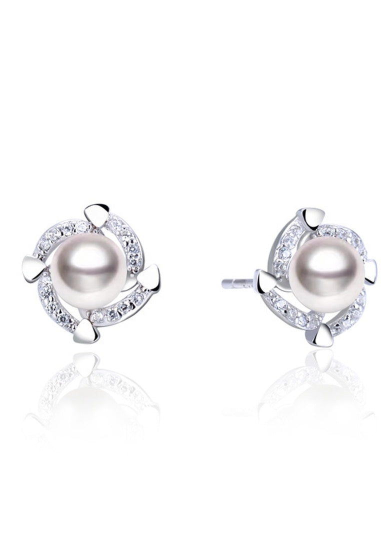 Sterling Silver Full Diamond Zircon Stud Earrings