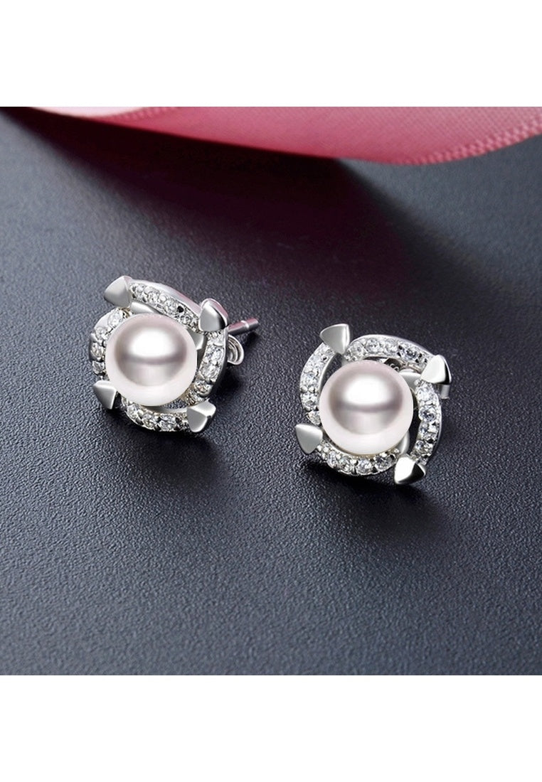 Sterling Silver Full Diamond Zircon Stud Earrings