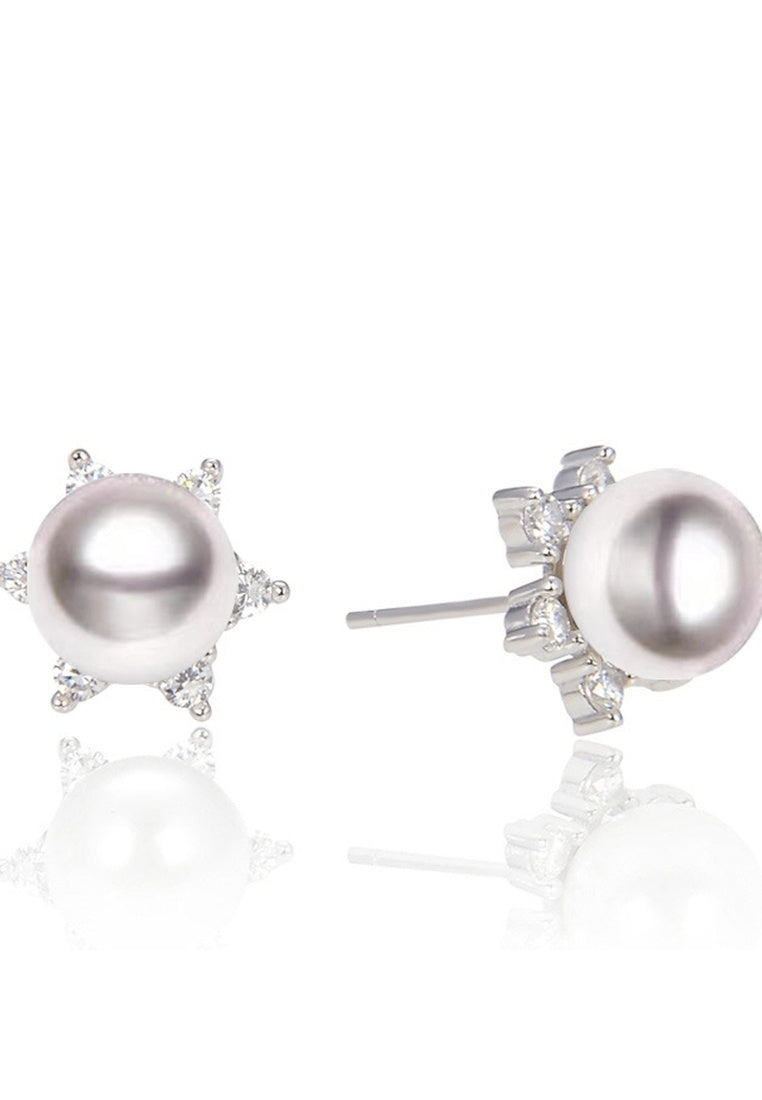 Sterling Silver Zircon Tassel Stud Earrings