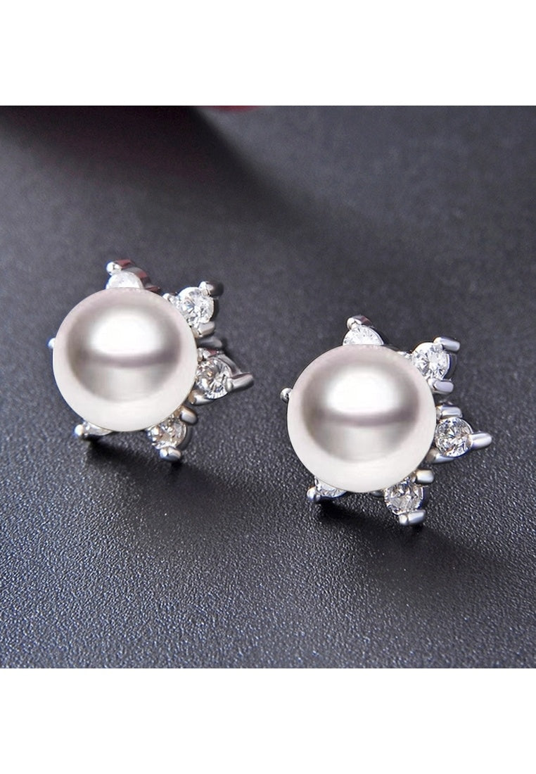 Sterling Silver Zircon Tassel Stud Earrings