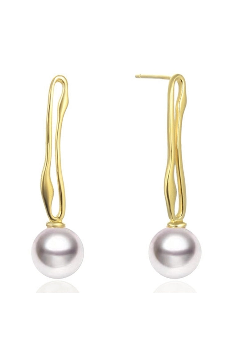 Sterling Silver Inlaid Beads Gold Plated Stud Earrings