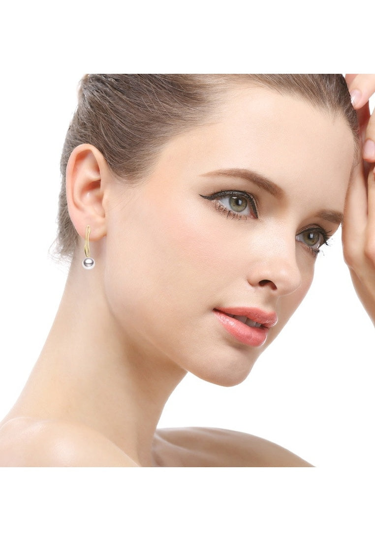 Sterling Silver Inlaid Beads Gold Plated Stud Earrings