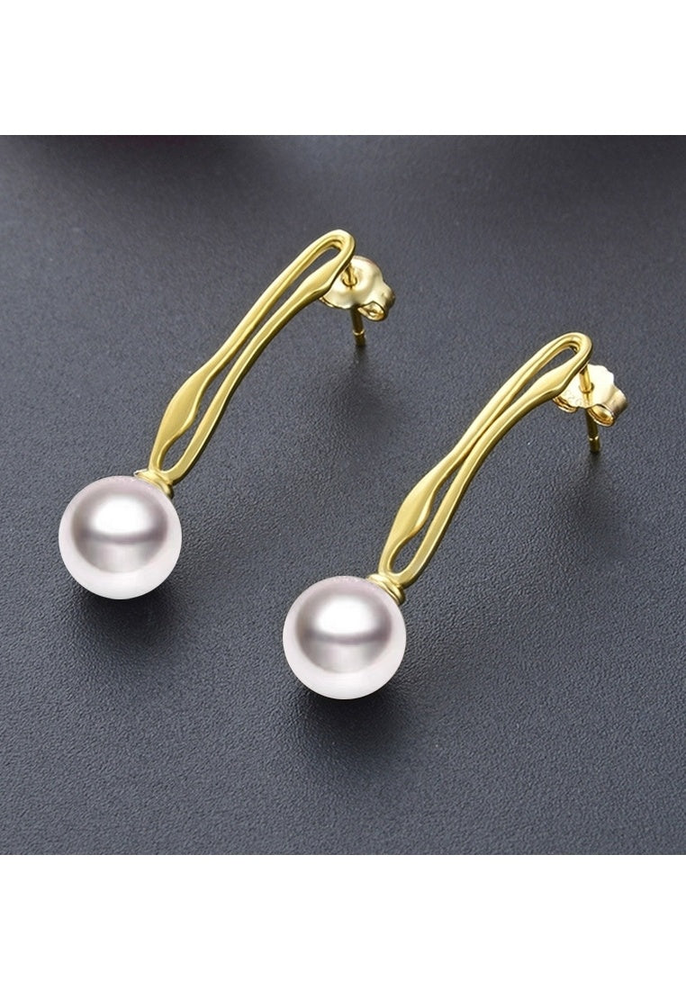 Sterling Silver Inlaid Beads Gold Plated Stud Earrings