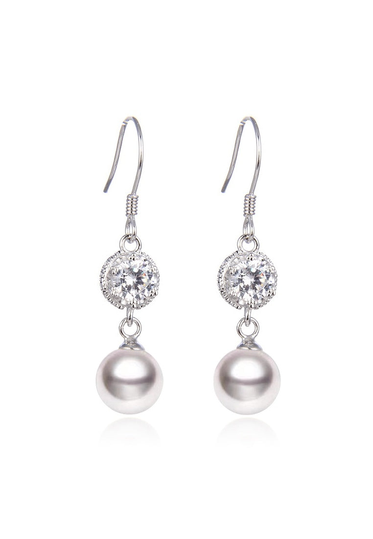 Sterling Silver Diamond Zircon Hooks Earrings