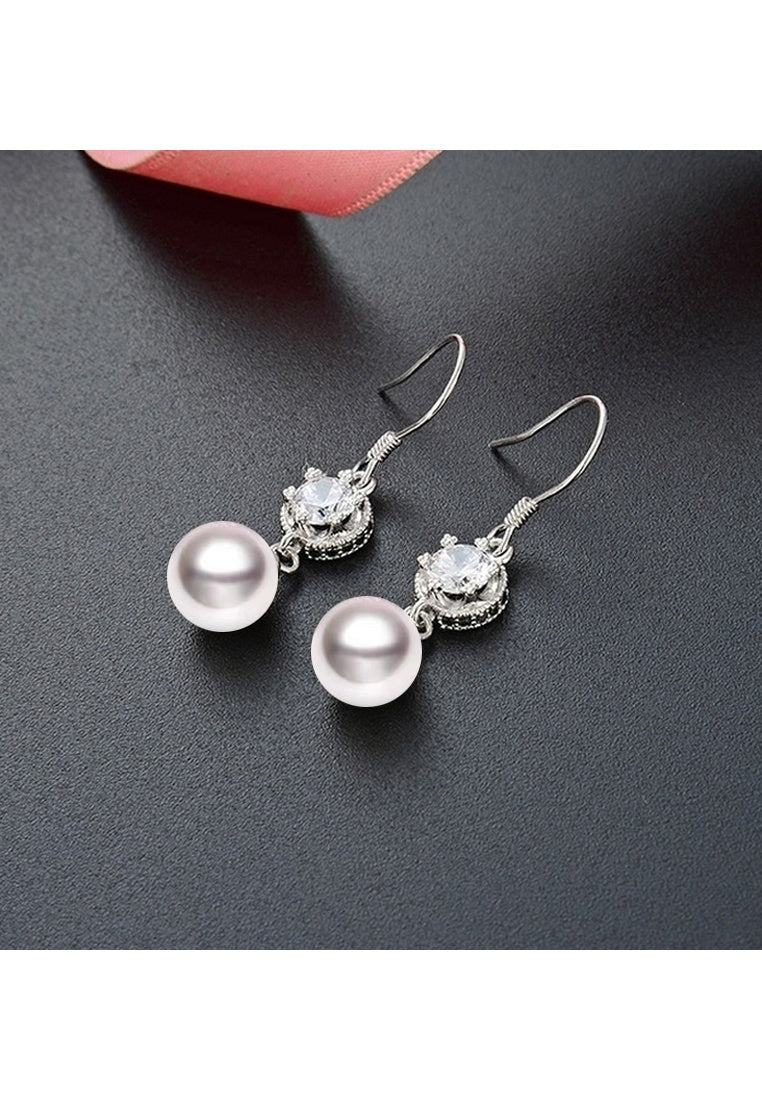 Sterling Silver Diamond Zircon Hooks Earrings