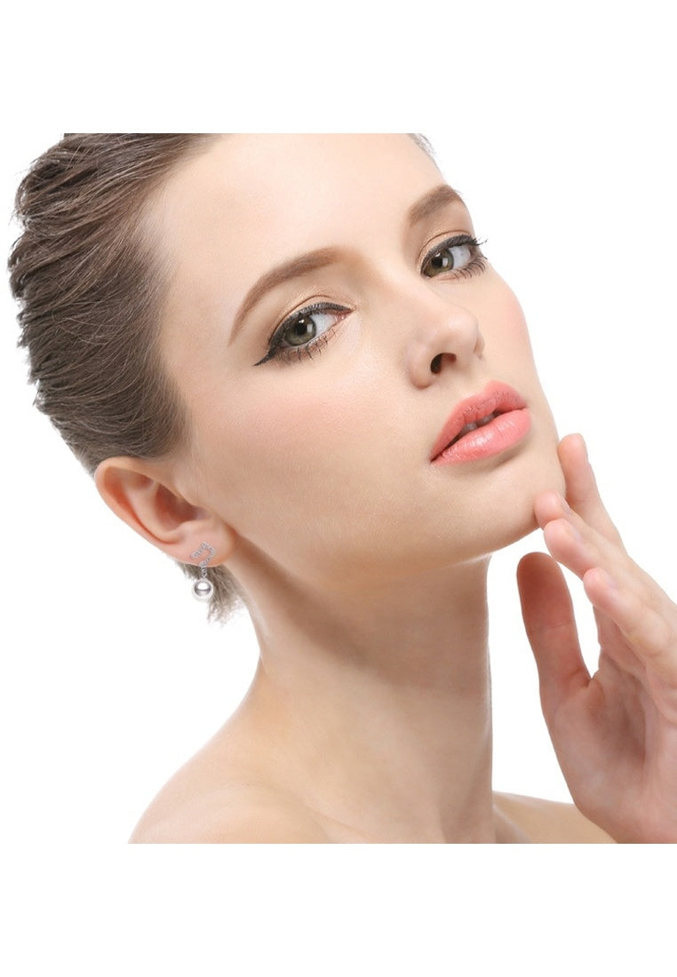 Sterling Silver Bead Notes Microset Zircon Drop Earrings