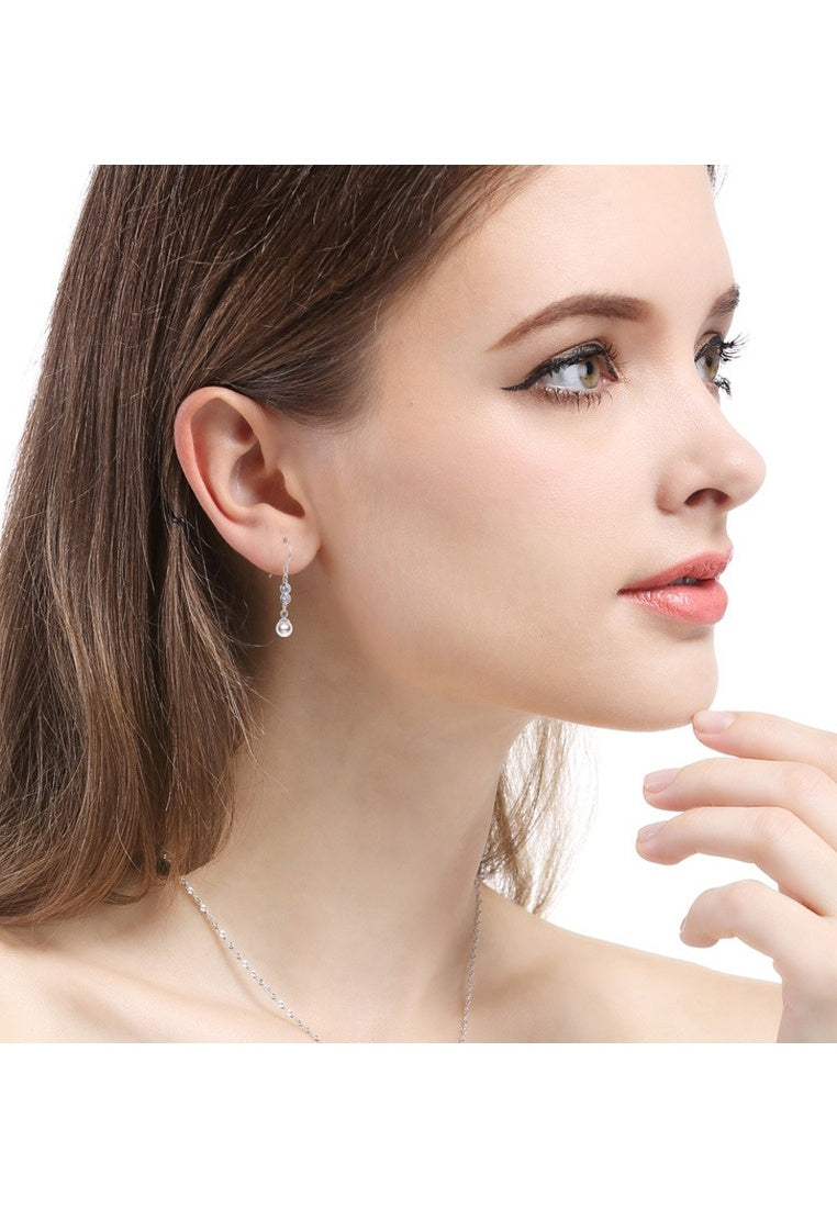 Sterling Silver Beads and Zircon Hooks Earrings