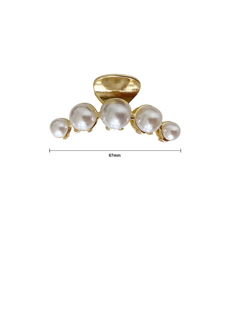 Elegant Gold Plated Pearl Geometric Hair Claw