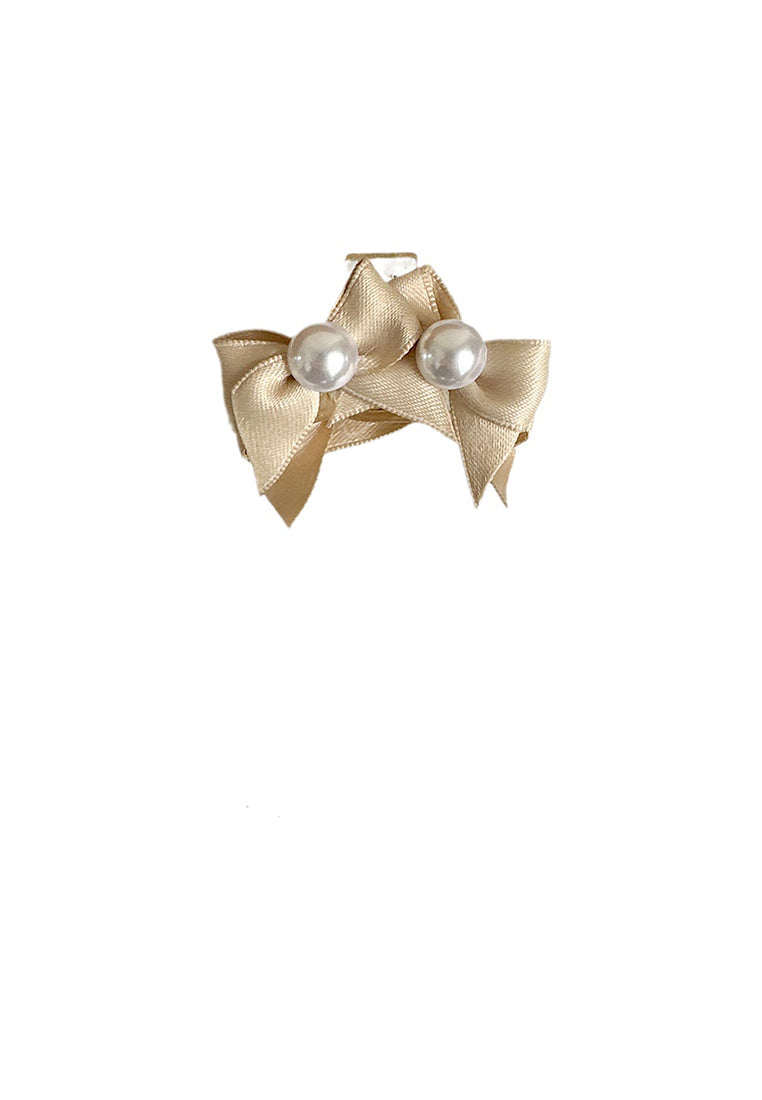 Simple And Sweet Pearl Ribbon Hair Claw