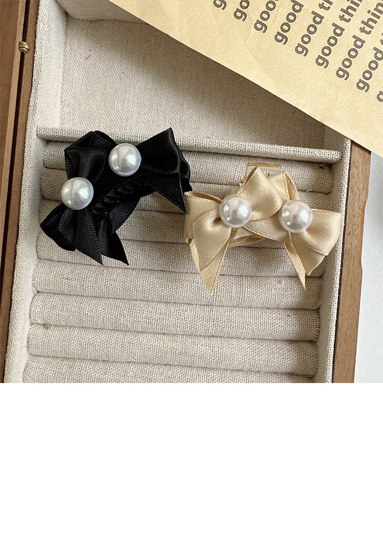 Simple And Sweet Pearl Ribbon Hair Claw