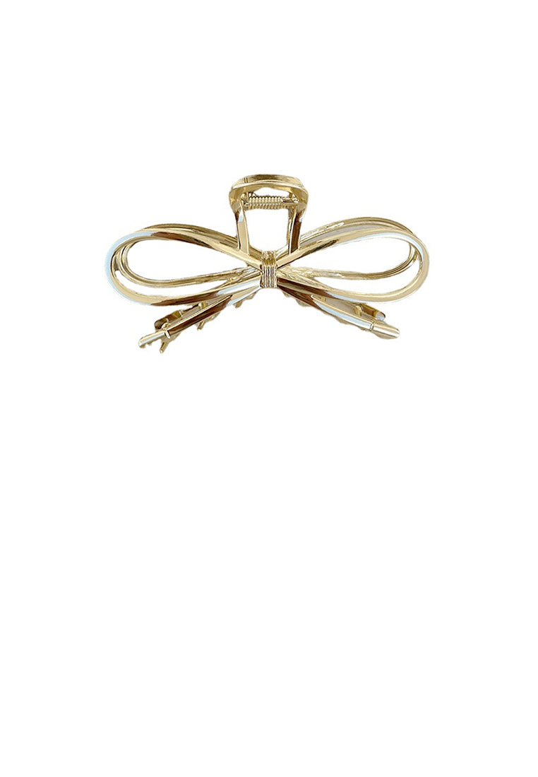 Cute Gold Plated Hollow Ribbon Hair Claw