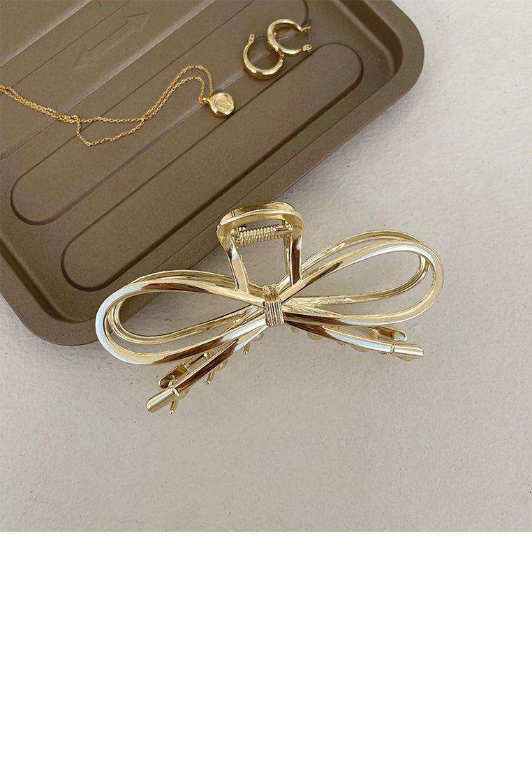 Cute Gold Plated Hollow Ribbon Hair Claw