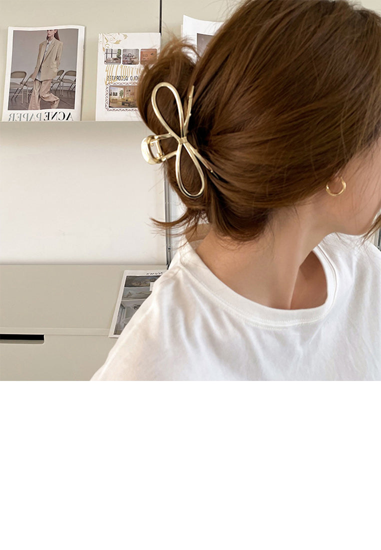 Cute Gold Plated Hollow Ribbon Hair Claw