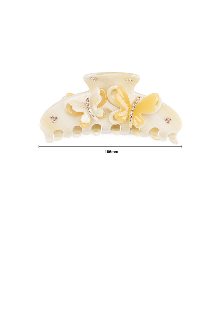 Vibrant Yellow Butterfly Hair Claw With Cubic Zirconia