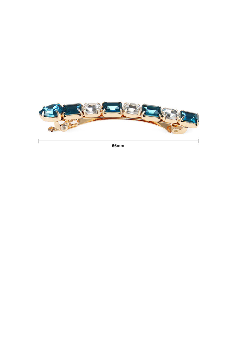 Fashion And Simple Plated Gold Geometric Hair Clip With Blue Cubic Zirconia - Luxurious Look
