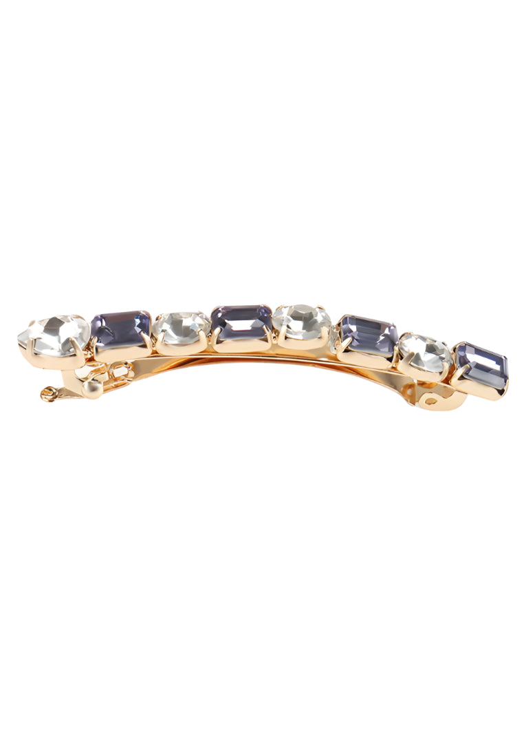 Fashion Simple Plated Gold Geometric Black Cubic Zirconia Hair Clip - Luxurious Look