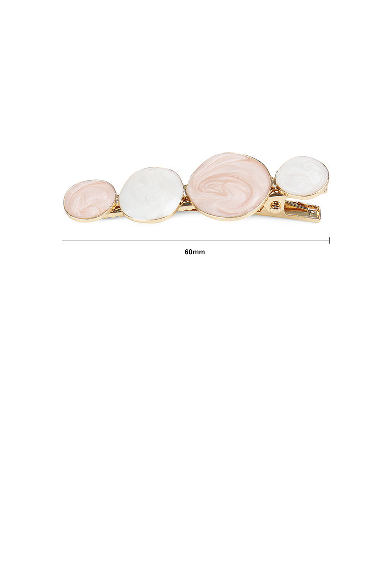 Fashion Simple Plated Gold Pink Geometric Circle Hair Clip - Vibrant Color