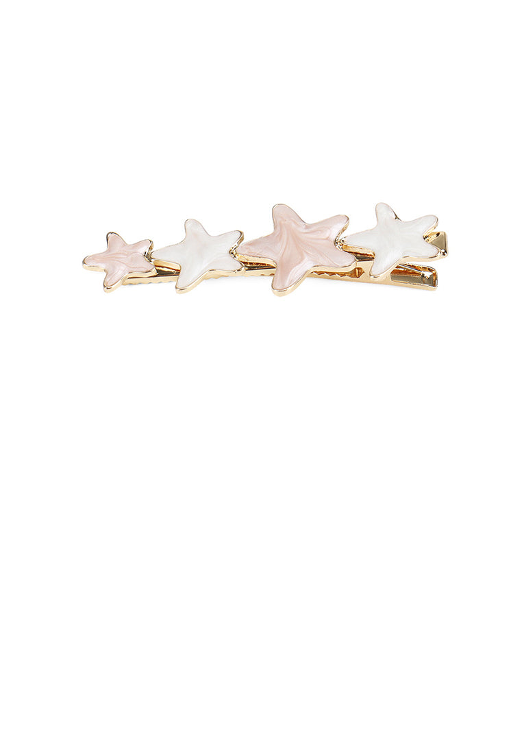 Fashion Simple Plated Gold Pink Star Hair Clip - Vibrant Color