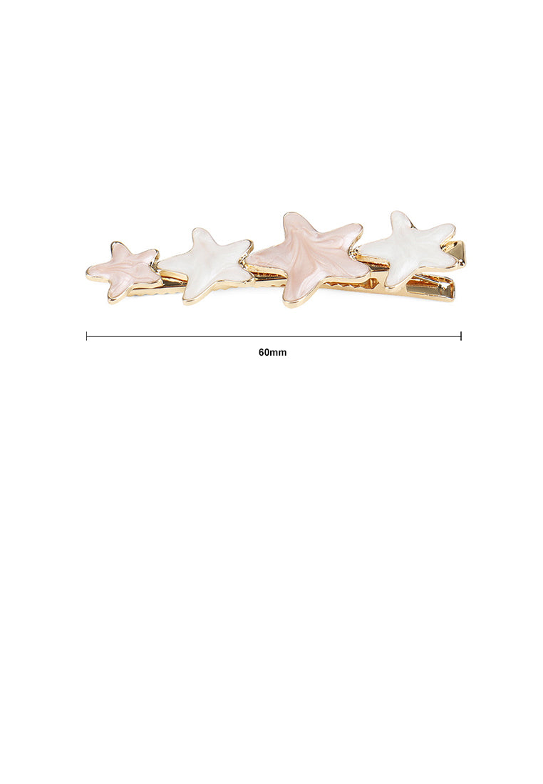 Fashion Simple Plated Gold Pink Star Hair Clip - Vibrant Color