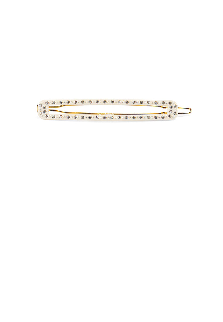 Fashion And Simple Beige Geometric Long Strip Hair Clip With Cubic Zirconia - Luxurious Look