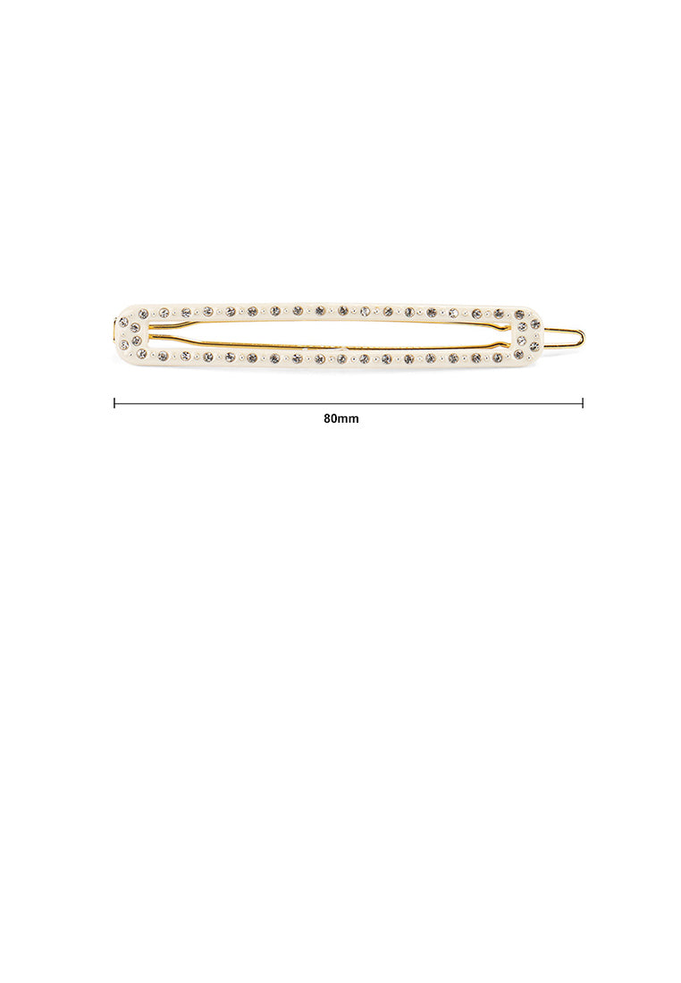 Fashion And Simple Beige Geometric Long Strip Hair Clip With Cubic Zirconia - Luxurious Look